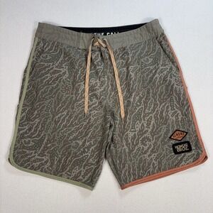 Howler Brothers Almond Surfboards Bruja Boardshorts Men's 34 Light Green Pattern